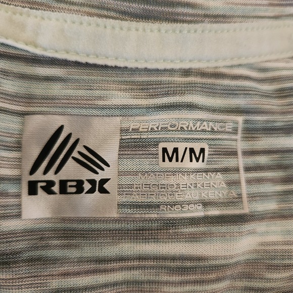 RBX Womens Pullover Shirt Blue Gray Short Sleeve V Neck Size M Workout Exercise - Picture 3 of 5